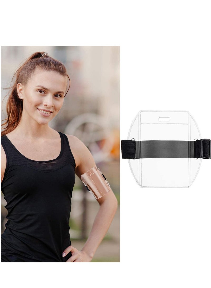 Excefore PVC Id Badge Holder High Visibility Ski Pass Armband Card Arm Wrist with Adjustable Strap Clear Name Tag for Work Pass(10 Pieces) - Image 4