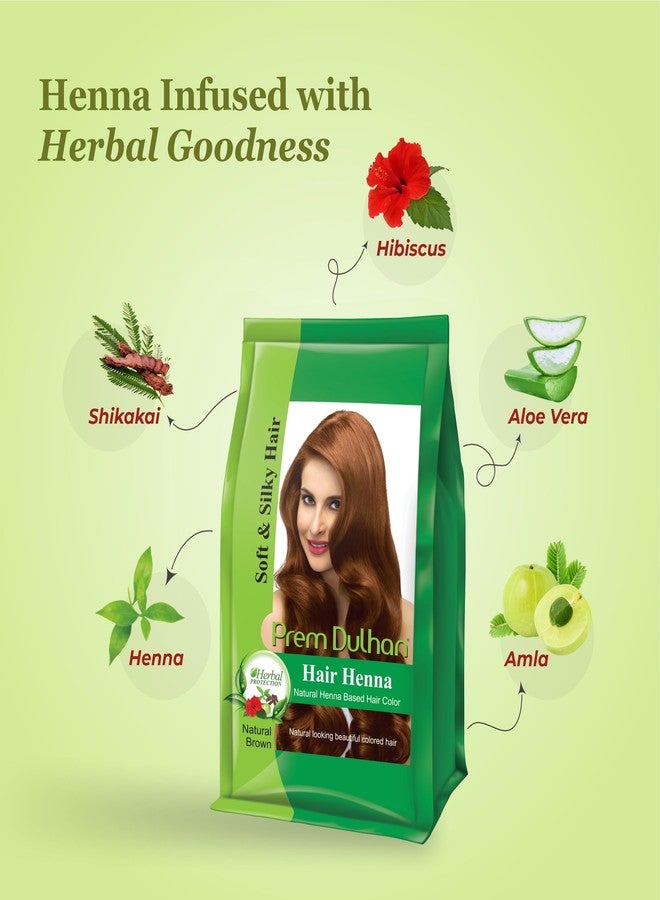 Prem Dulhan Hair Henna 125 g/4.40 Ounce for Vibrant & Long-Lasting Results, Natural Brown Shade, Ammonia-Free & PPD-Free Coloring, Sachets (Natural Brown, 4.4 Ounce (Pack of 5)) - Image 2