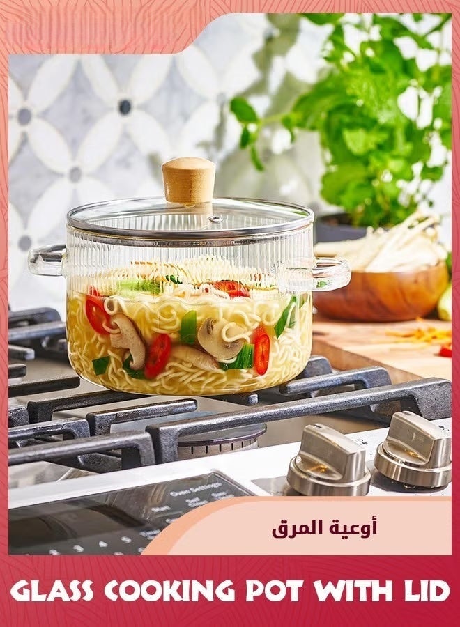 Glass Cooking Pot with Lid, 1600ML Heat-Resistant Borosilicate Glass Cookware Stove Pot Set, Paella Pan Simmer Pot with Lid Safe for Soup, Milk, Baby Food 15*15.5cm - Image 5