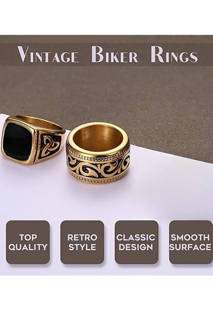 أوليس فيرس  طقم خاتمين رجاليين من الفولاذ المقاوم للصدأ - تصميم كلتيكي عريض عصري وكلاسيكي - Image 3