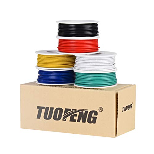 TUOFENG 22 AWG Wire Electrical Wires 22 Gauge Tinned Copper Wire, PVC (OD: 1.7 mm) 6 Different Colored 30ft / 9m Each,Stranded Wire Hookup Wires for DIY DC/AC - Image 3