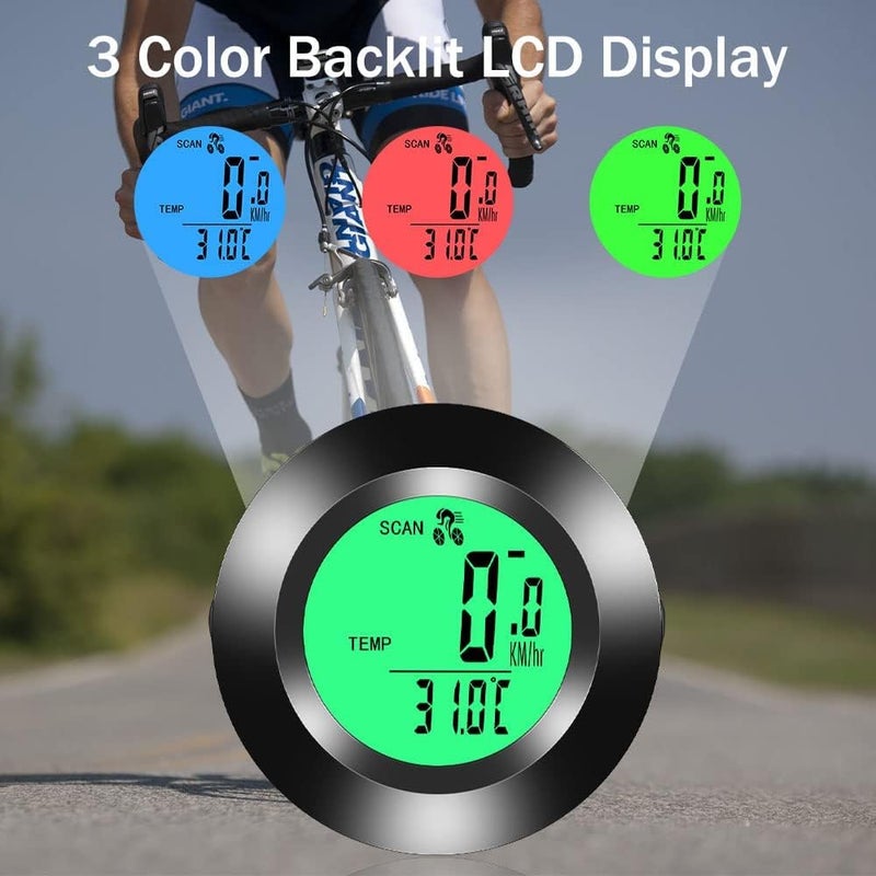 Khazna Bicycle Computer Multifunctional Waterproof Odometer, Bike Speedometer, Cycling Speed Tracker with 3-Colour Backlit Display, 20 Functions and Auto on/off, for Outdoor & Indoor Tracking - Image 3