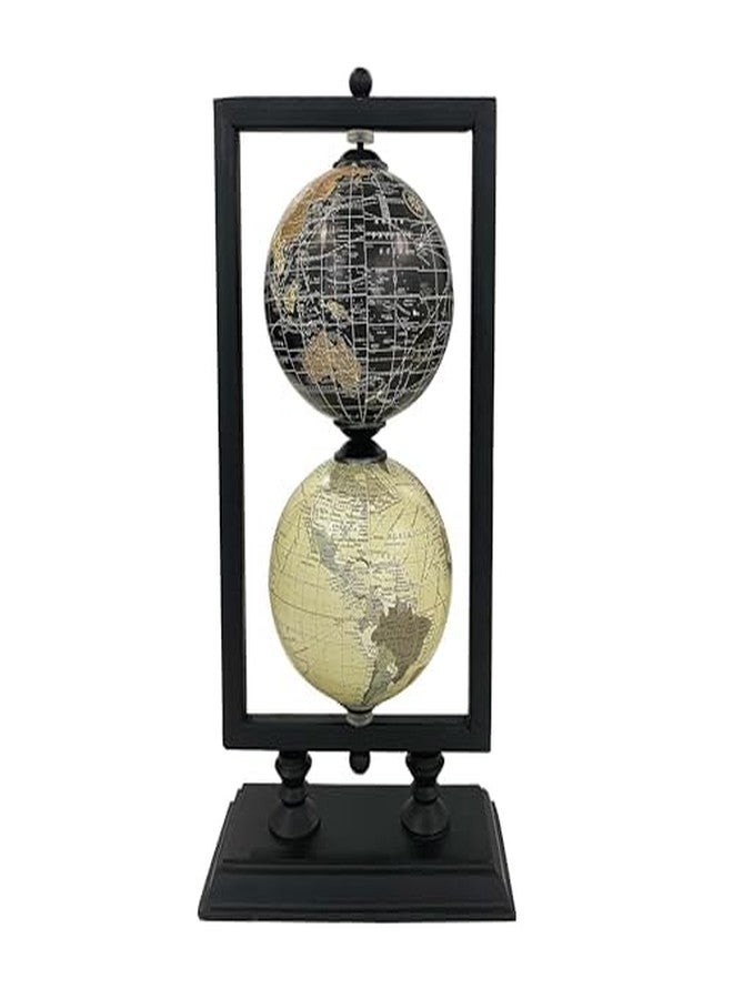 Rely+ Set of 2 4'' World Globe Sturdy Metal Stand (NOT PLASTIC!) - Rotating Desktop Globes For Geographic Home Desk Table Office Decor Gift - Book Shelf Decor World Globe - Portrait - Image 1
