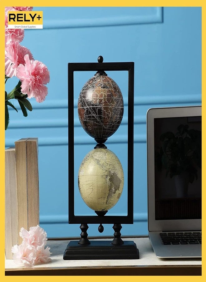 Rely+ Set of 2 4'' World Globe Sturdy Metal Stand (NOT PLASTIC!) - Rotating Desktop Globes For Geographic Home Desk Table Office Decor Gift - Book Shelf Decor World Globe - Portrait - Image 3