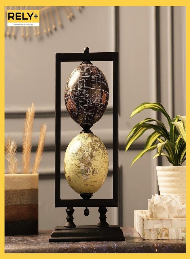 Rely+ Set of 2 4'' World Globe Sturdy Metal Stand (NOT PLASTIC!) - Rotating Desktop Globes For Geographic Home Desk Table Office Decor Gift - Book Shelf Decor World Globe - Portrait - Image 2