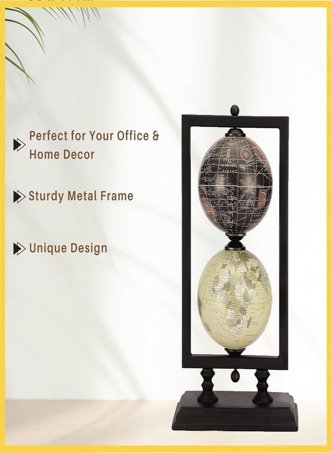 Rely+ Set of 2 4'' World Globe Sturdy Metal Stand (NOT PLASTIC!) - Rotating Desktop Globes For Geographic Home Desk Table Office Decor Gift - Book Shelf Decor World Globe - Portrait - Image 5
