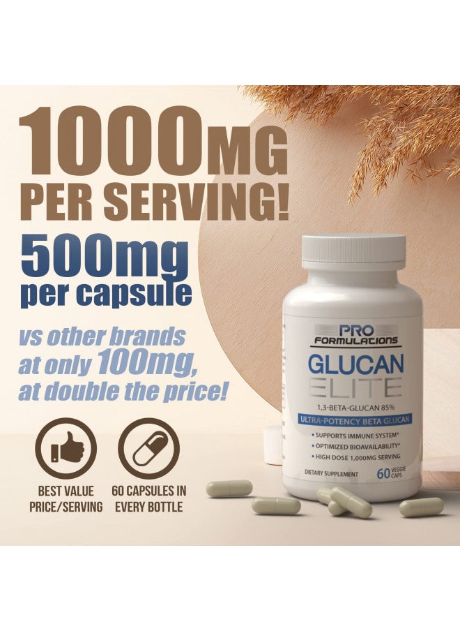 Pro Formulations MD - Glucan Elite 85% Beta 1,3D Glucan 500mg - 60 vcaps | 85% Minimum Active 1,3 Linkage Ultra-Potency Beta Glucan Highest Bioavailability with BGF-Immune (Pack of 3) - Image 1