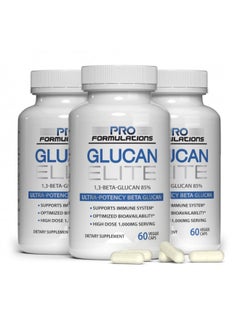 Glucan Elite 85% Beta 1,3D Glucan 500mg - 60 vcaps | 85% Minimum Active 1,3 Linkage Ultra-Potency Beta Glucan Highest Bioavailability with BGF-Immune (Pack of 3)