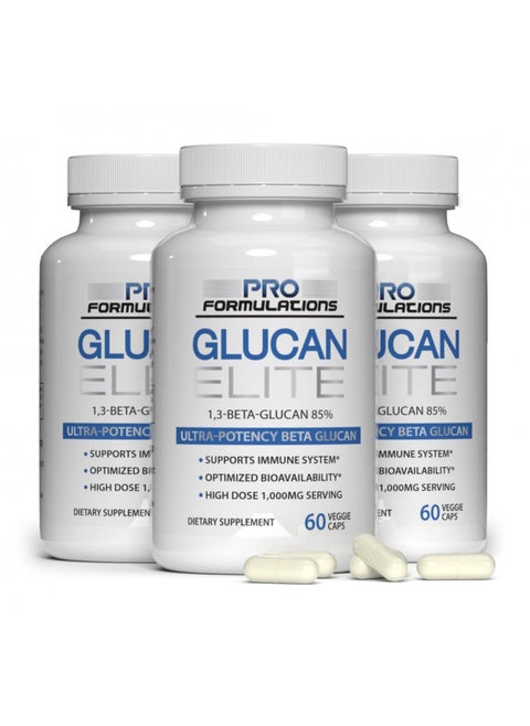 Glucan Elite 85% Beta 1,3D Glucan 500mg - 60 vcaps | 85% Minimum Active 1,3 Linkage Ultra-Potency Beta Glucan Highest Bioavailability with BGF-Immune (Pack of 3)