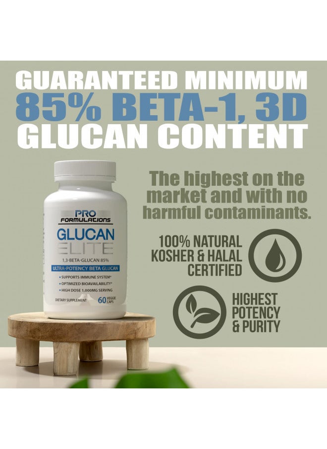 Pro Formulations MD - Glucan Elite 85% Beta 1,3D Glucan 500mg - 60 vcaps | 85% Minimum Active 1,3 Linkage Ultra-Potency Beta Glucan Highest Bioavailability with BGF-Immune (Pack of 3) - Image 1