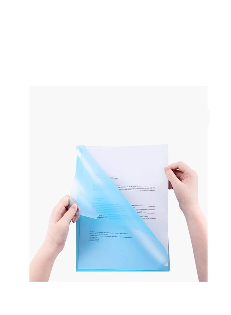 MARKQ حافظة بلاستيكية A4، مجلدات من نوع L، جيوب مشاريع شفافة لحفظ المستندات، غلاف ورقي للمكتب، تخزين ورق، أزرق (عبوة من 12)  - Image 5