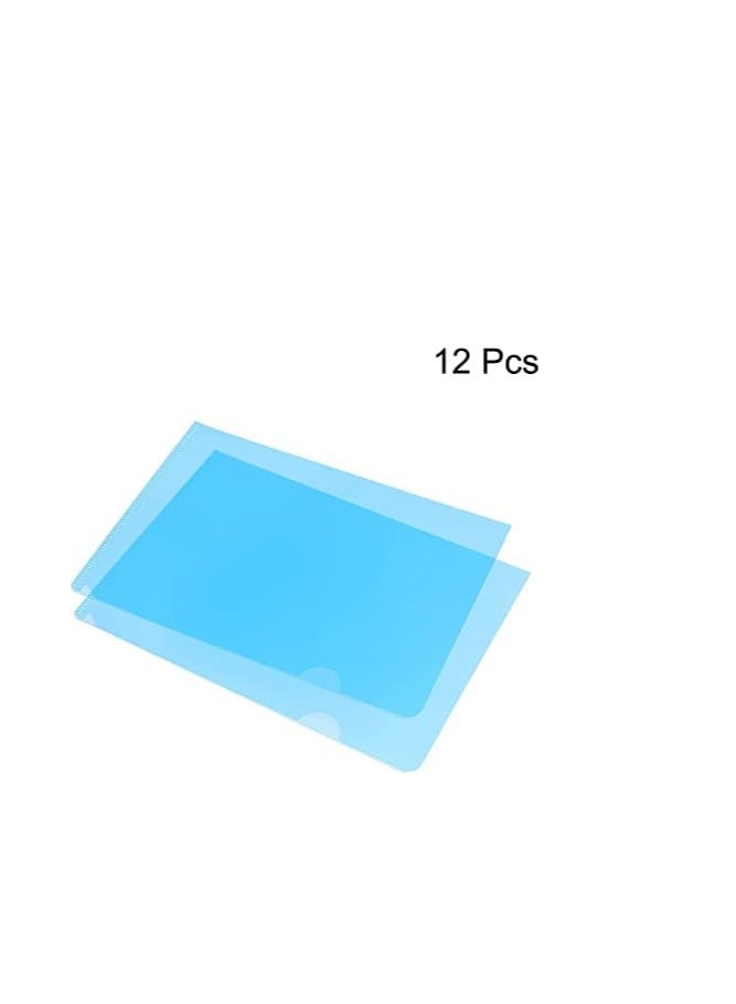 MARKQ حافظة بلاستيكية A4، مجلدات من نوع L، جيوب مشاريع شفافة لحفظ المستندات، غلاف ورقي للمكتب، تخزين ورق، أزرق (عبوة من 12)  - Image 3