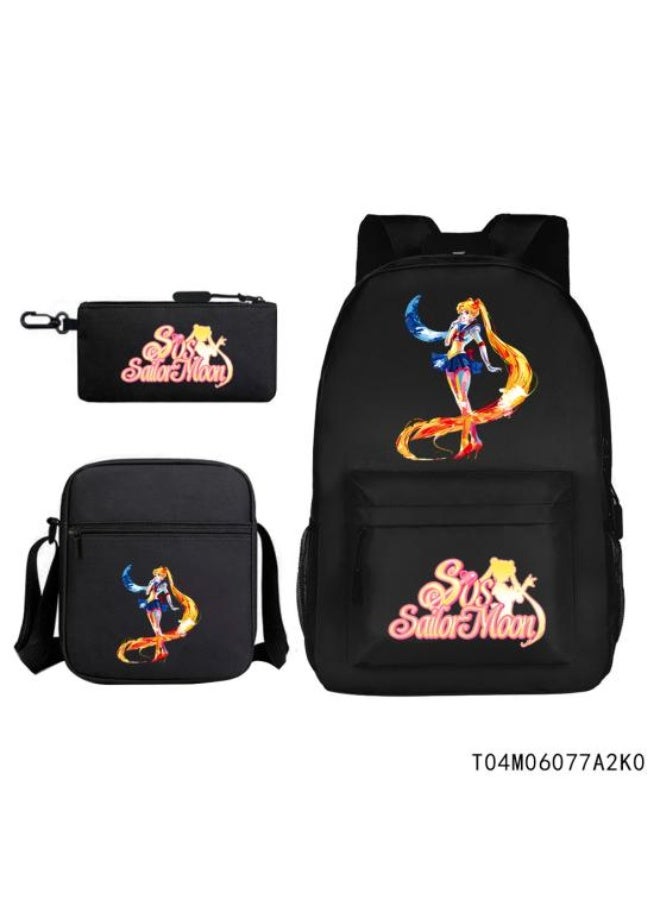 Exquisite animation-style backpack three-piece set, full of design, super storage to help travel - 488 - Image 1