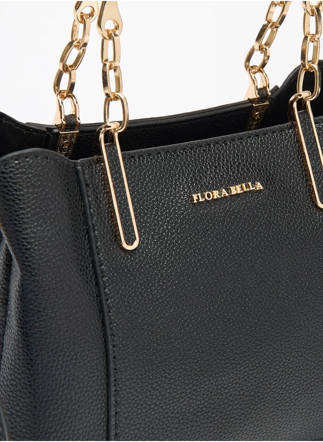 Flora Bella By Shoexpress Women's Monogram Print Tote Bag with Zip Closure and Adjustable Strap  - Image 3