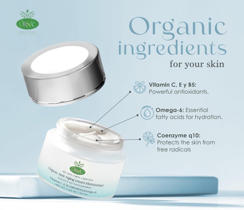 ornic Organic Anti-Aging Moisturizer - Hydrating & Rejuvenating Facial Cream for Dry Sensitive Skin - Vegan, Cruelty-Free, Natural Skincare - Nourishes, Firms & Reduces Wrinkles 50Ml - Image 3