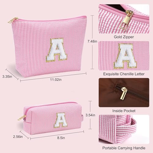 YOOLIFE Preppy Makeup Bag for Women - Personalized Cute Makeup Pouch for Girlfriend Bridesmaid Wife | Cosmetic Travel Toiletry Bag for Friend | Birthday Gift Idea for Her Mom Preppy Stuff Pink C - Image 4