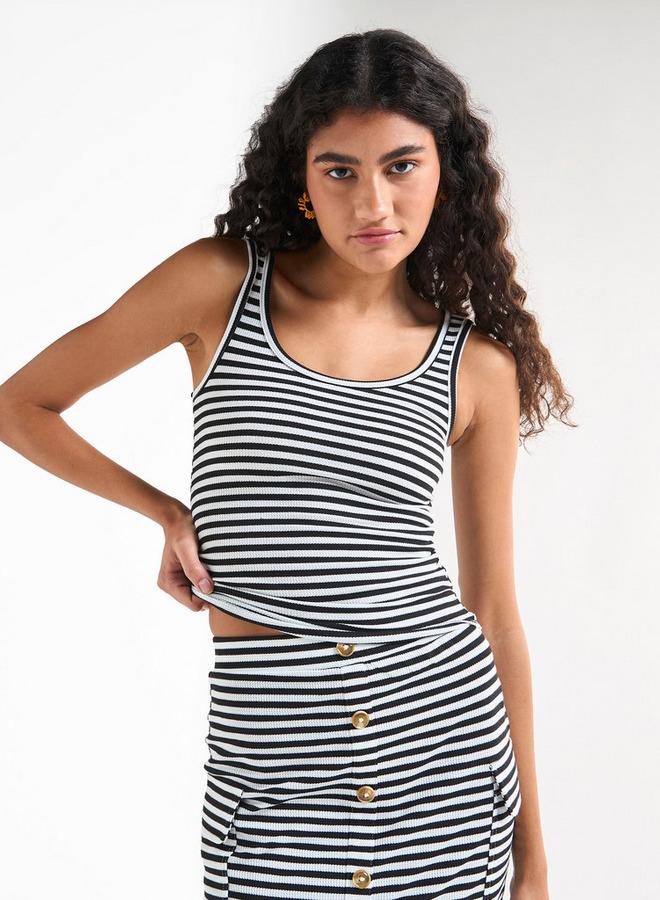 Splash FAV Striped Tank Top with Round Neck - Image 1