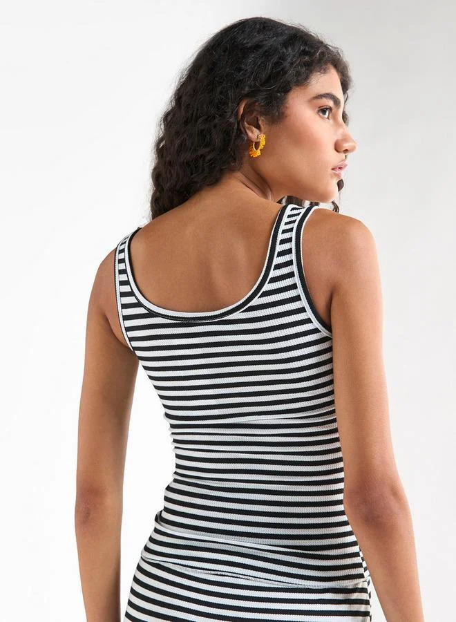 Splash FAV Striped Tank Top with Round Neck