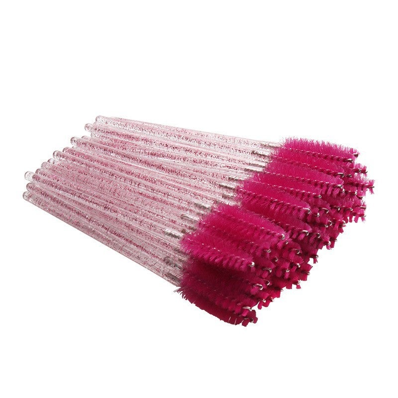 50 Disposable Nylon Hair Makeup Brush Spiral Eyebrow Comb Beauty Makeup Small Brush Solid Crystal Rod Eyelash Brush - Image 1