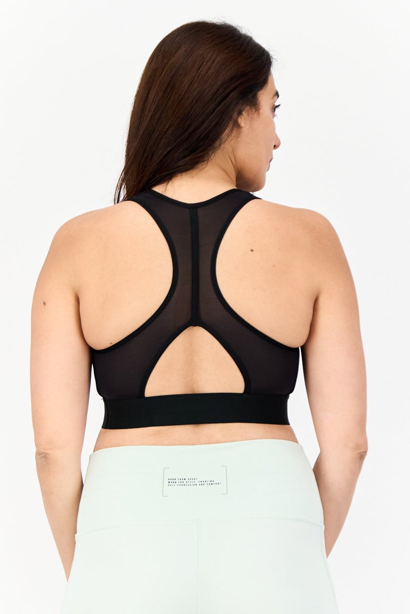 Adidas Kids Girl Brand Logo Padded Sports Bra, Black  - Image 3