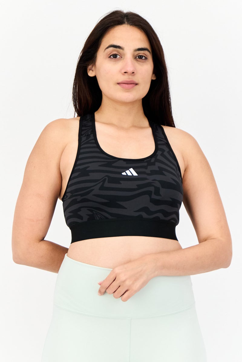 Adidas Kids Girl Brand Logo Padded Sports Bra, Black  - Image 1