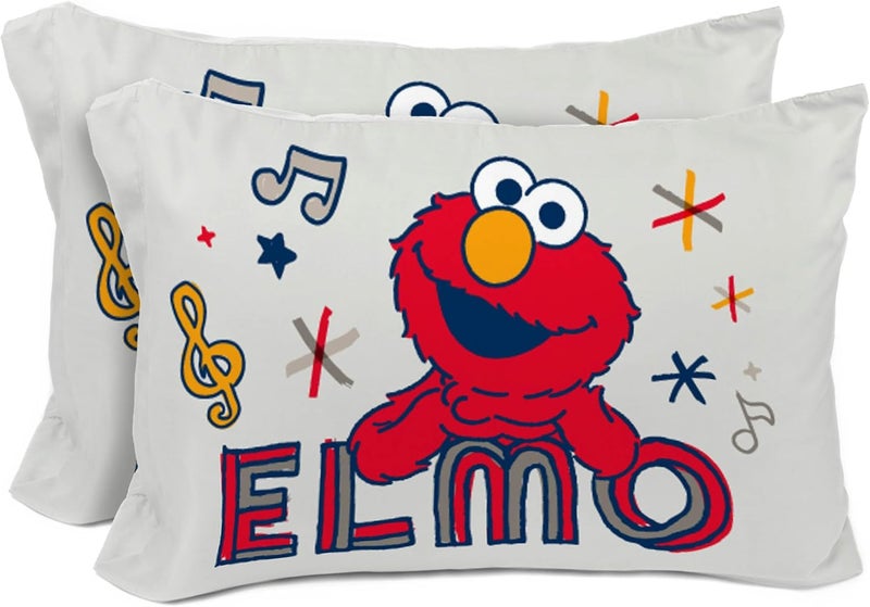 Sunny Side Up Sesame Street 2 Pack Reversible Pillowcases - Double Sided Pillow Covers, Kids Super Soft Elmo and Cookie Monster Bedding - Image 1