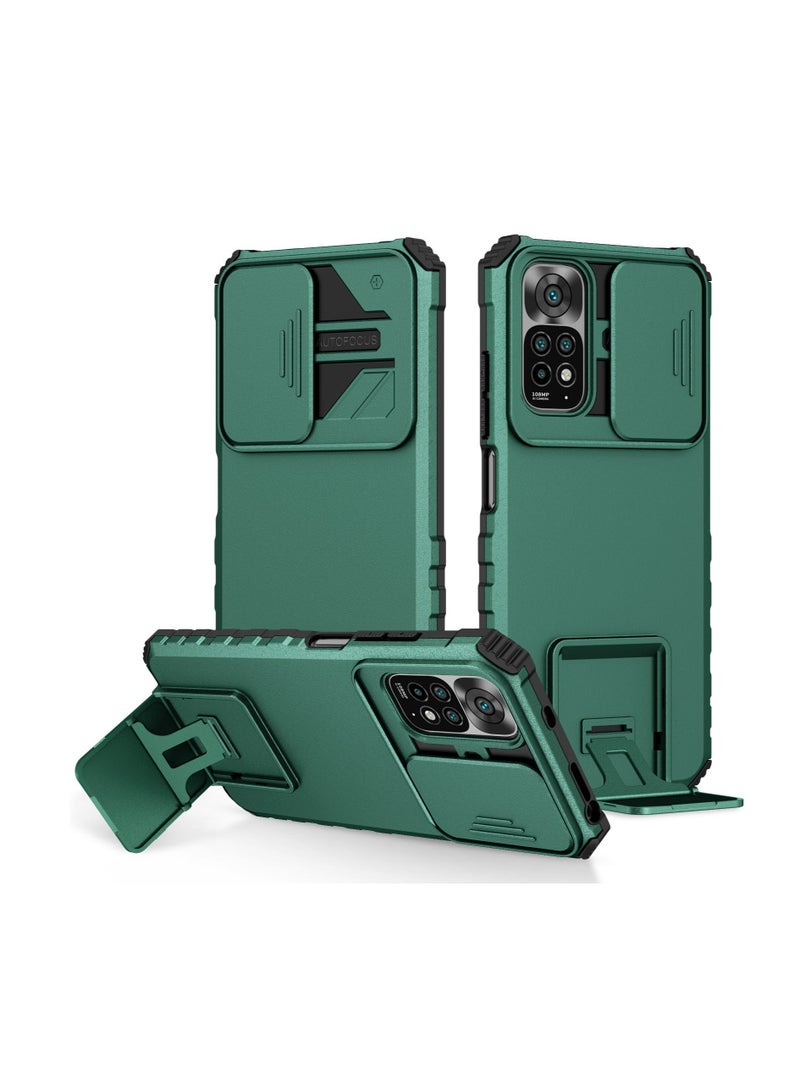 TEAM LUXURY Xiaomi Redmi Note 11 Pro (4G/5G) / Note 12 Pro 4G / Note 11E Pro Green Mobile Phone Case Cover, Innovative Telescopic Bracket, Sliding Protection Camera Window, Bumper Shockproof Phone Back Cover  - Image 1