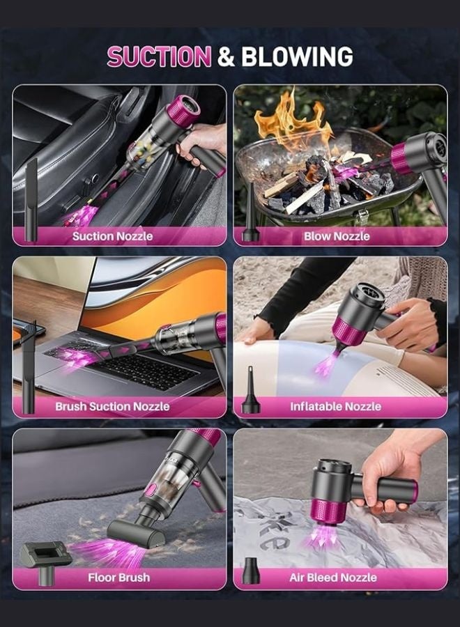Handheld Car Vacuum Cleaner Cordless, 15000PA High Power Car Vacuum Cleaner & Air Duster, 4-in-1 Portable Mini Car Vacuum Cleaner with LED Light, Hand Held Vacuum Cleaner for Car Home Office - Image 2