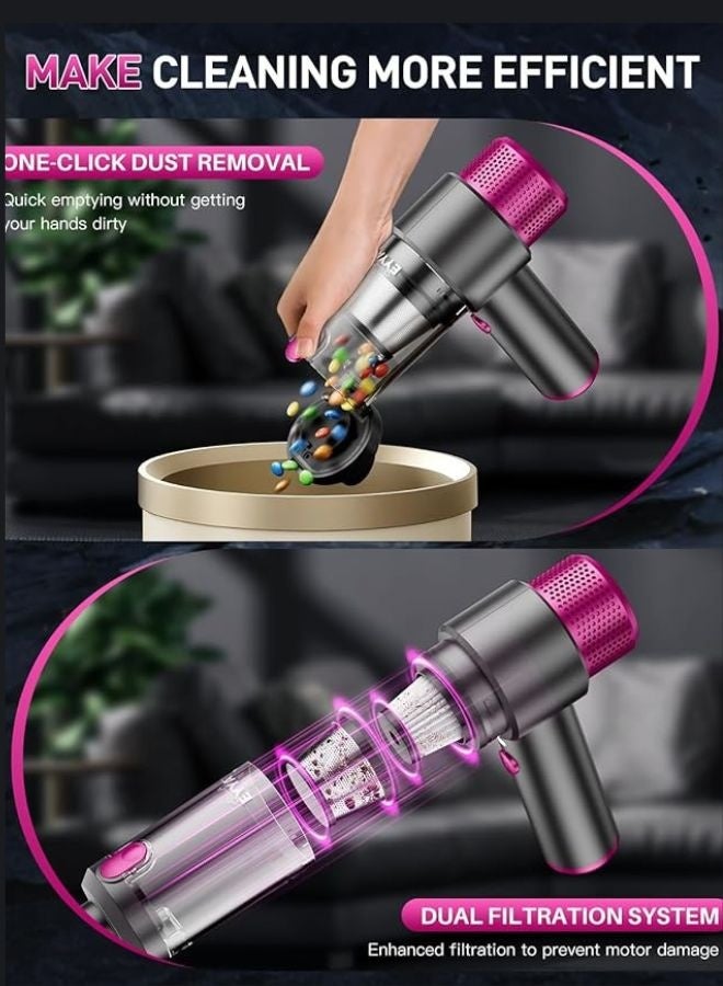 Handheld Car Vacuum Cleaner Cordless, 15000PA High Power Car Vacuum Cleaner & Air Duster, 4-in-1 Portable Mini Car Vacuum Cleaner with LED Light, Hand Held Vacuum Cleaner for Car Home Office - Image 4