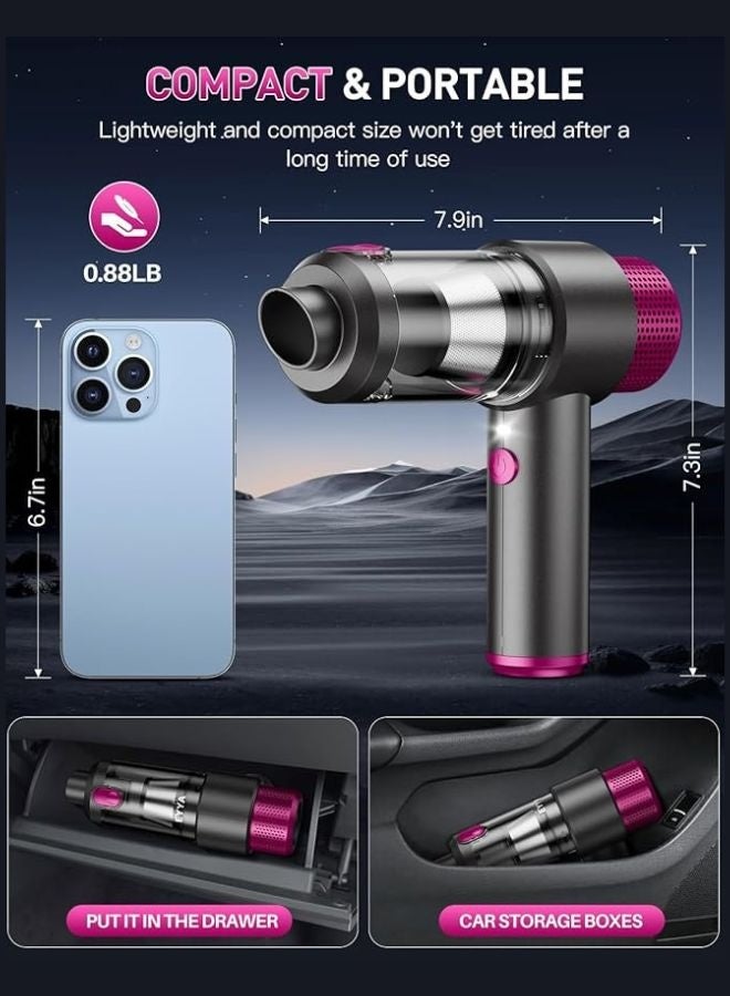 Handheld Car Vacuum Cleaner Cordless, 15000PA High Power Car Vacuum Cleaner & Air Duster, 4-in-1 Portable Mini Car Vacuum Cleaner with LED Light, Hand Held Vacuum Cleaner for Car Home Office - Image 5