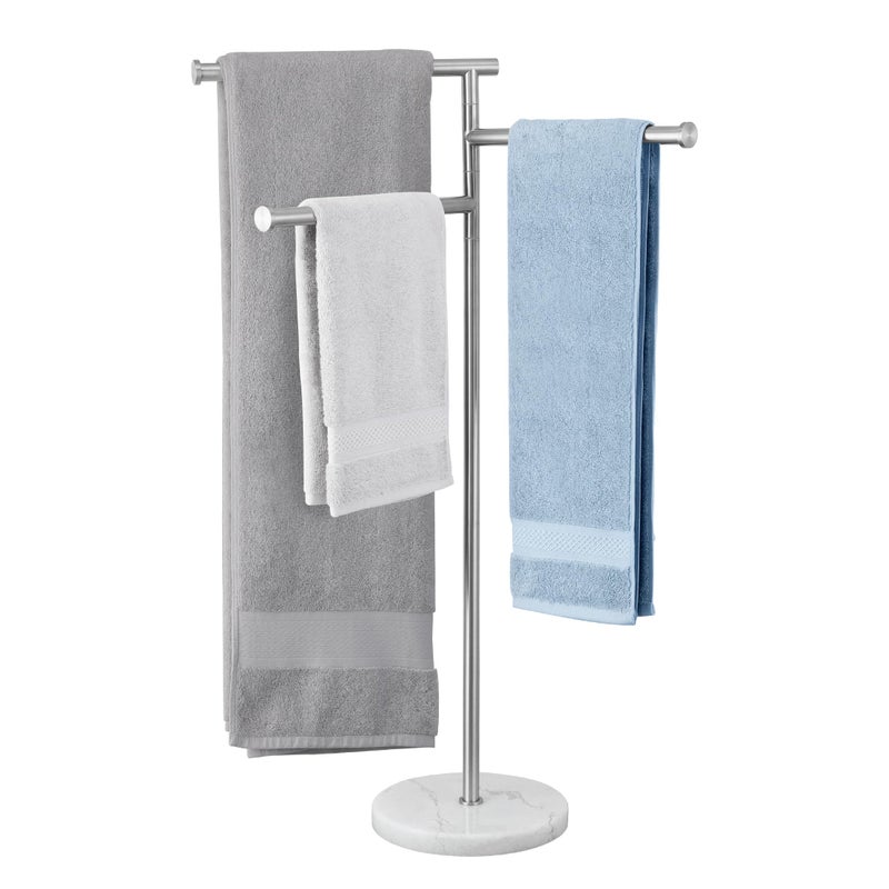 KES Free Standing Towel Holder Towel Rail with Swivel Arms Bathroom Towel Rack Weighted Marble Base SUS304 Stainless Steel Polished Finish BTH219