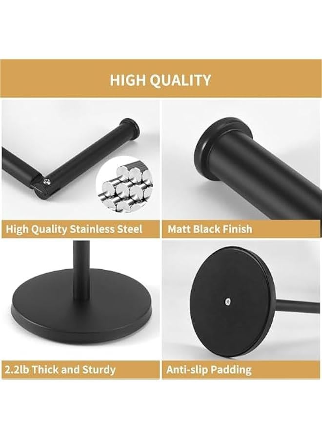 HOOKOR Toilet Paper Holder Stand,Free Standing Toilet Paper roll Holder with Storage, Matte Black,Extra Roll Available,Heavy Base,Stainless Steel,Rustproof - Image 5