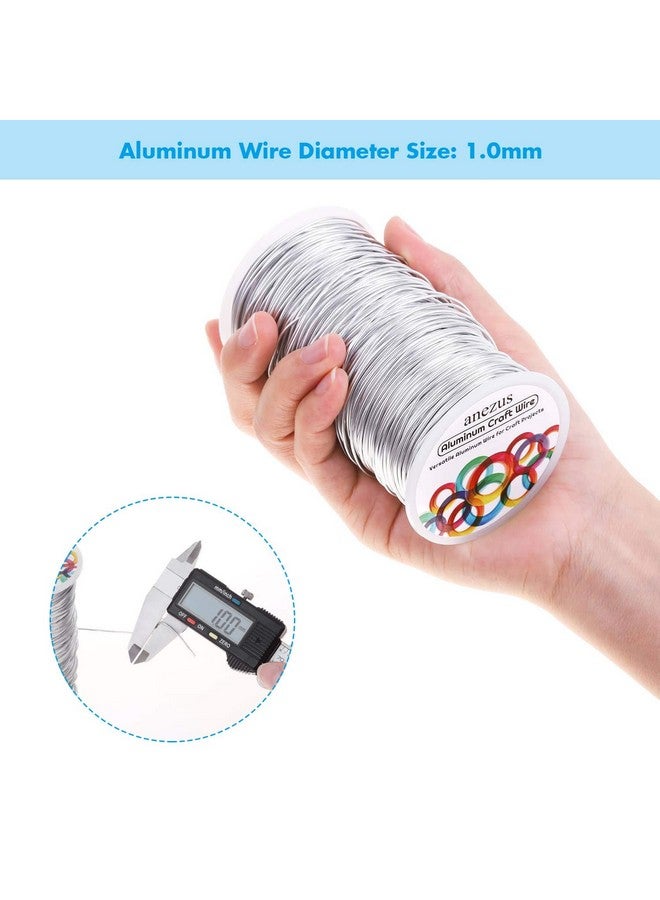 انزيوس 540 قدم سلك ألومنيوم Anezus سلك معدني قابل للانحناء 18 سلك خرز مرن لصنع إكليل الزهور وصنع المجوهرات (فضي 1 مم) - Image 3
