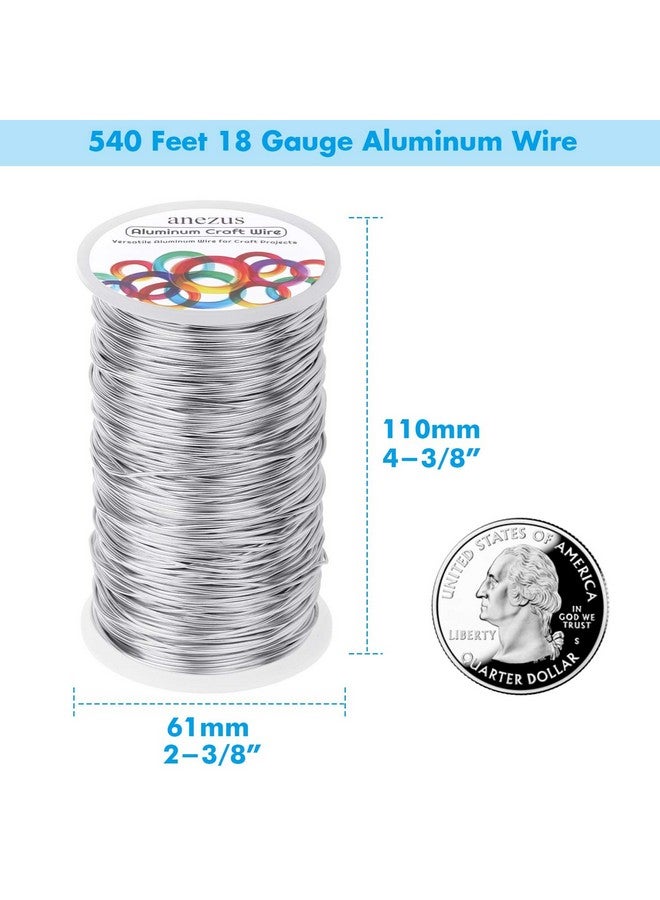 انزيوس 540 قدم سلك ألومنيوم Anezus سلك معدني قابل للانحناء 18 سلك خرز مرن لصنع إكليل الزهور وصنع المجوهرات (فضي 1 مم) - Image 2