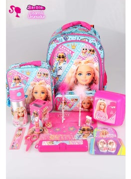 Barbie Decomus with Licensed Full + Full "Pink Blue Princess Collection" 3-Compartment School, Nutrition and Pencil Bag and Stationery Set  - Image 1