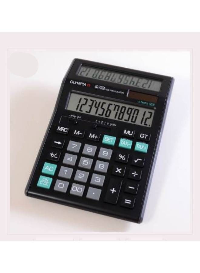 Olympia آلة حاسبة مكتبية 12 رقم بشاشتين - وظيفة الضرائب JZ-120TX باللون الأسود - Image 1