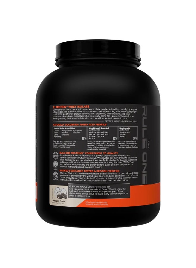 Rule 1 Whey Protein Isolate Cookies & Creme - 5 Lb (76 Servings) - Image 2