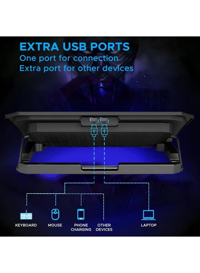 ANT Esports Renewed - NC210 Gaming Laptop Cooler for 10–15.6 Inch Laptops Laptop Cooling Pad RGB with 6 Fans Adjustable Height Stand Dual USB Ports High Speed Silent Notebook Cooling Pad - Image 2
