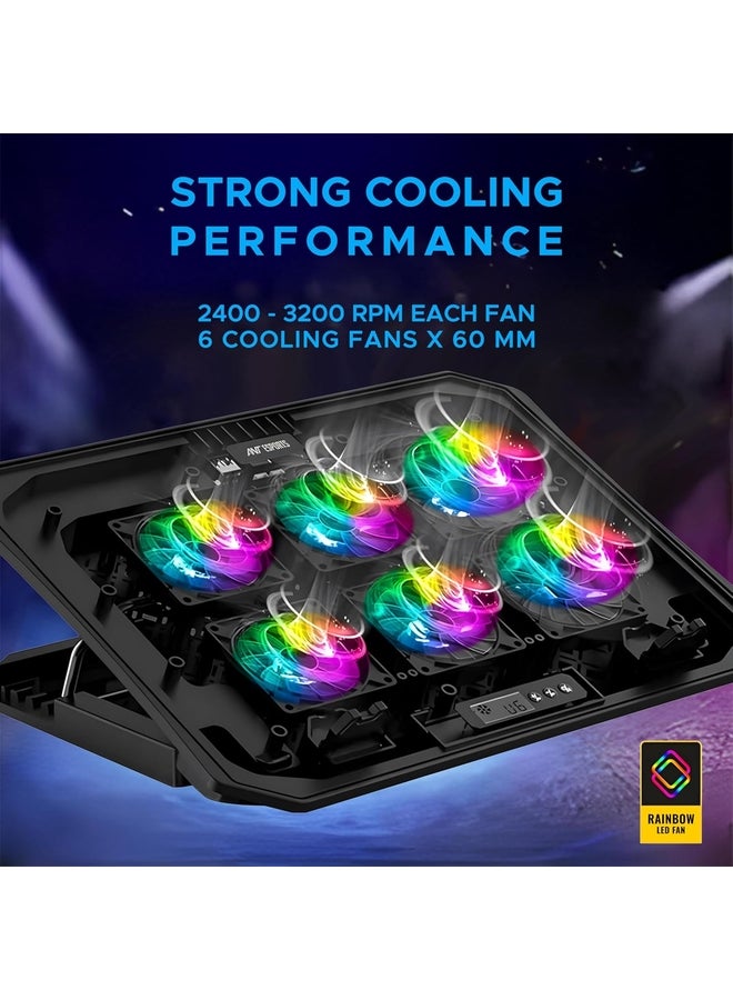 ANT Esports Renewed - NC210 Gaming Laptop Cooler for 10–15.6 Inch Laptops Laptop Cooling Pad RGB with 6 Fans Adjustable Height Stand Dual USB Ports High Speed Silent Notebook Cooling Pad - Image 5