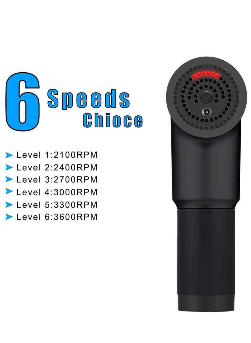 Muscle Massage Gun,6 Speeds Massage Gun, Cordless Handheld Deep Tissue Muscle Massager, Chargeable Percussion Device Super Quiet(Black) - Image 4