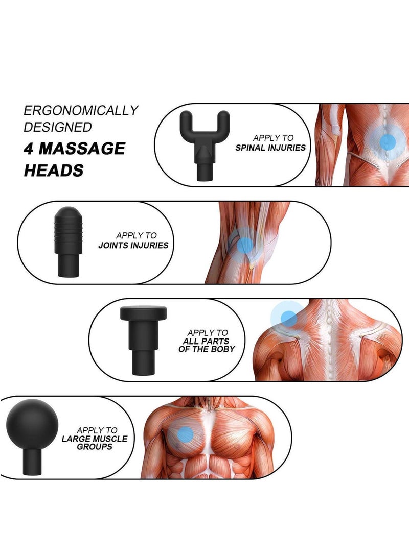 Muscle Massage Gun,6 Speeds Massage Gun, Cordless Handheld Deep Tissue Muscle Massager, Chargeable Percussion Device Super Quiet(Black) - Image 2