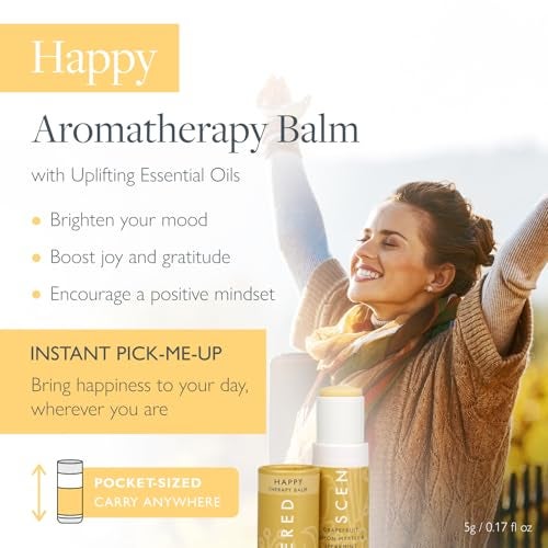 Scentered Aromatherapy Balm Stick - Happy - Mood Boost Roll On Essential Oils Blend for Positive Thinking - 100% Natural: Grapefruit, Cedarwood, Lemon Myrtle Essential Oil - Positive Gifts for Women - Image 2