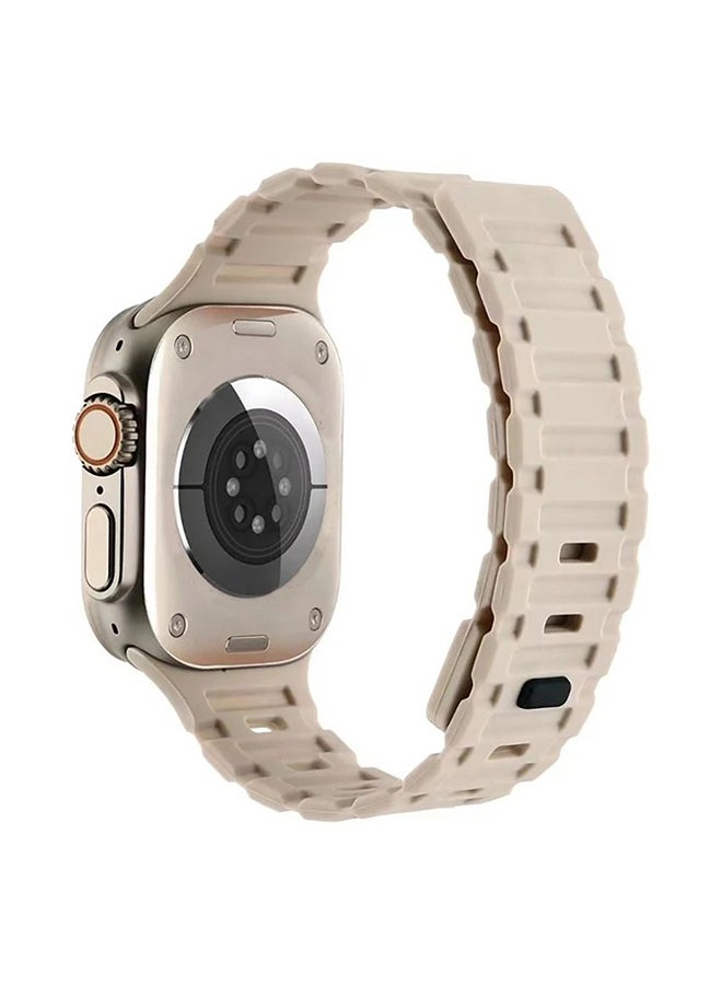 O Ozone Silicone Magnetic Band for Apple Watch 49/46/45/44/42mm, Magnet Strap with Anti-drop Buckle for iWatch Ultra SE 10 9 8 7 6 5 4 3 2 1-Beige - Image 1
