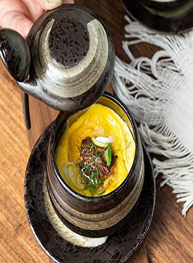 MASSJOY Japanese Style Stoneware Steamed Egg Cup, Bird'S Nest Stew Pot, Dessert Pot, Seasoning Jar. (With Spoon And Saucer) - Image 5
