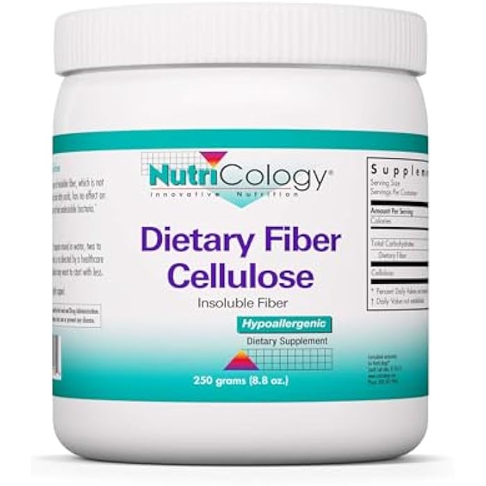 Nutricology Dietary Fiber Powder - 2000mg Insoluble Fiber Supplement, Microcrystalline Cellulose Powder, Powdered Cellulose, Non-Fermentable, Hypoallergenic - 8.8 Oz - Image 1