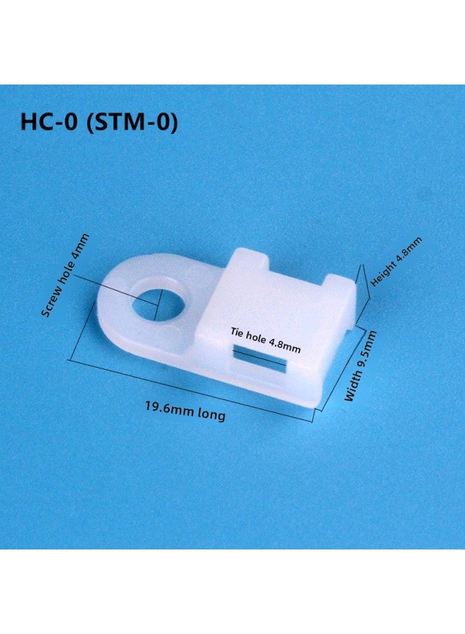 HC-0/STM-0 Nylon Saddle Type Cable Tie Fixed Seat Screw Hole Seat Cable Manager Wire Card Saddle Positioning Piece-Color:HC-0 4mm Hole White 1000 Pcs