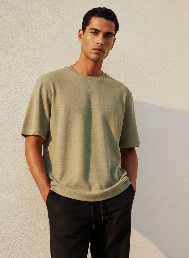 Splash FAV Men Relaxed Fit Crew Neck Short Sleeves Textured T shirt