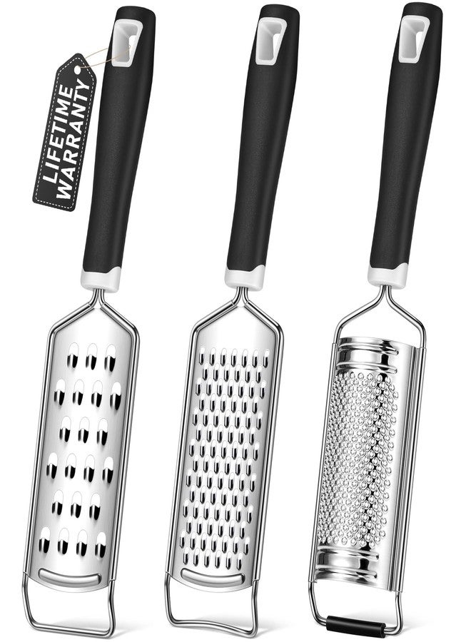 Sopito Cheese Grater, Sopito 3 Packs Stainless Steel Lemon Zester Grater with Silicone Handle for Cheese, Chocolate, Spices, and More - Image 1