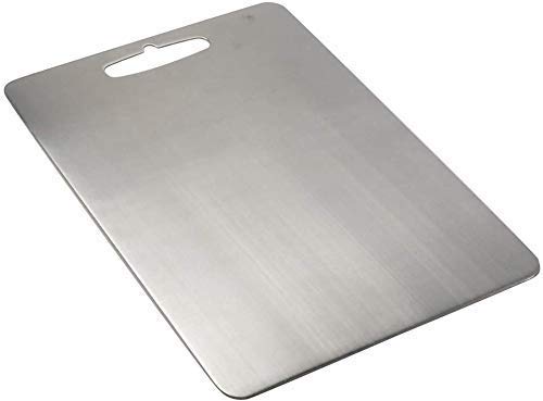 MVM Enterprise Stainless Steel FoodGrade Chopping Cutting Slicing mincing Serving Cut Board for Fruits Vegetables Meat Cheese Pizza breads Knead Dough for Chefs Kitchen Home Antibacterial Surface - Image 2