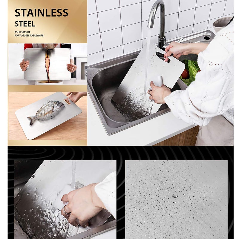 MVM Enterprise Stainless Steel FoodGrade Chopping Cutting Slicing mincing Serving Cut Board for Fruits Vegetables Meat Cheese Pizza breads Knead Dough for Chefs Kitchen Home Antibacterial Surface - Image 5